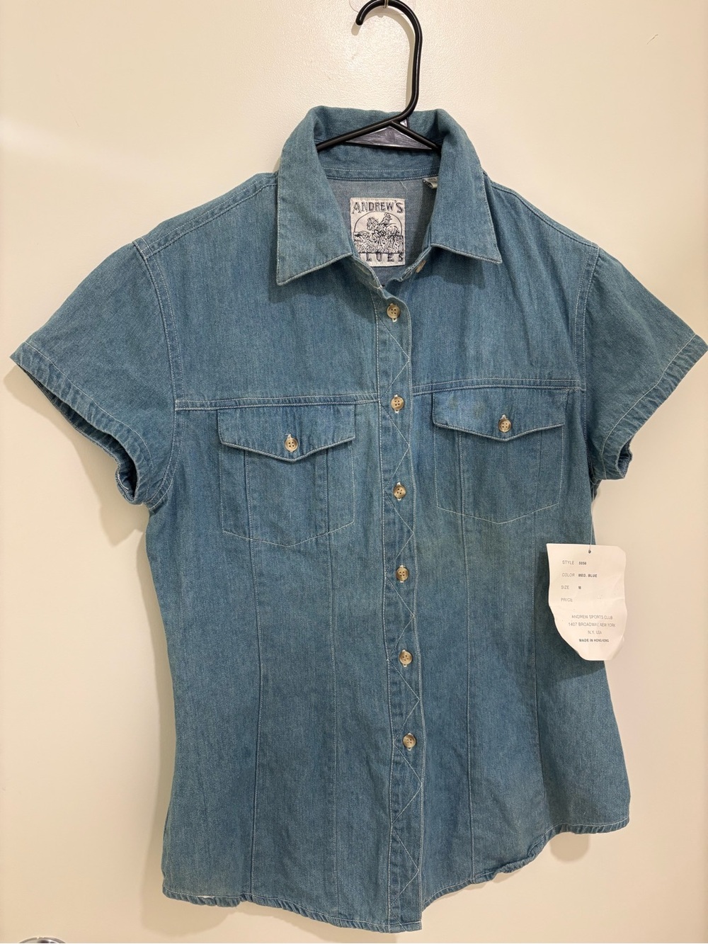 Vintage 90s Andrew’s Blues Denim Western Shirt NWT M